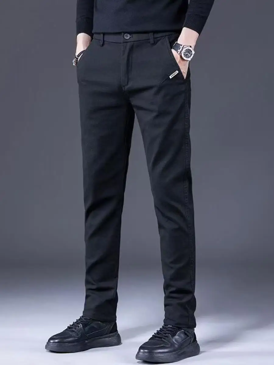 

Busin Casual Men's Straight Leg Pants Elastic Waist Loose Fit Spring Autumn Trendy Long Trousers CleanFit Sle