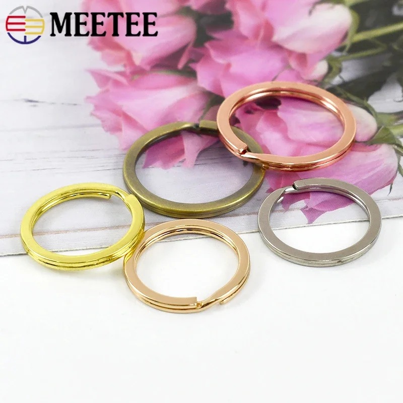 Meetee 20pcs Metal Keyring Split O Ring 20/25/29mm Circle Rings Buckles for Keychain Handbag Making Jewelry DIY Part Accessories