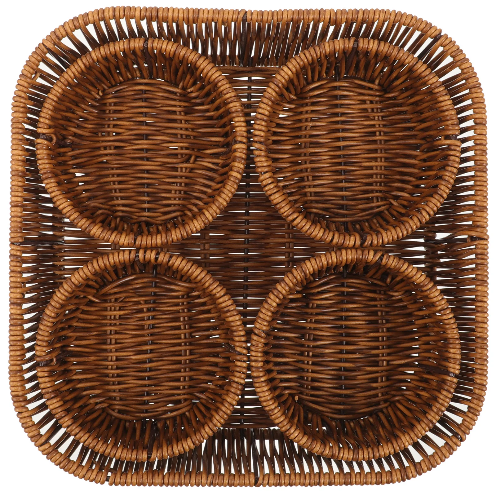

1 Set Woven Snack For Dried Fruit Sturdy Practical Home Use Large Small Compartments Food Storage Baskets Round Woven Baskets