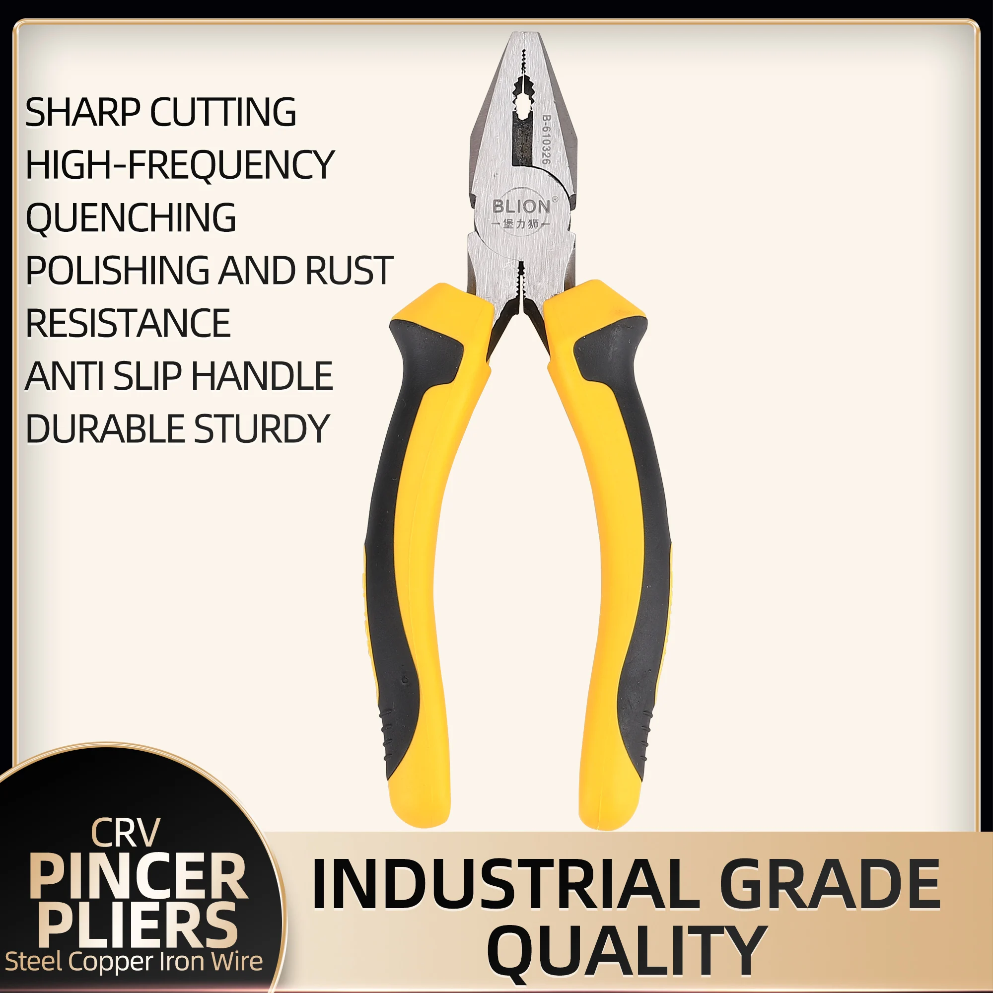 

KELUSHI Nonslip Plastic Coated Grips Manual Fiber Pliers Wire Strippers Shear Lineman Pliers 7""cutters pliers Hardware Tool