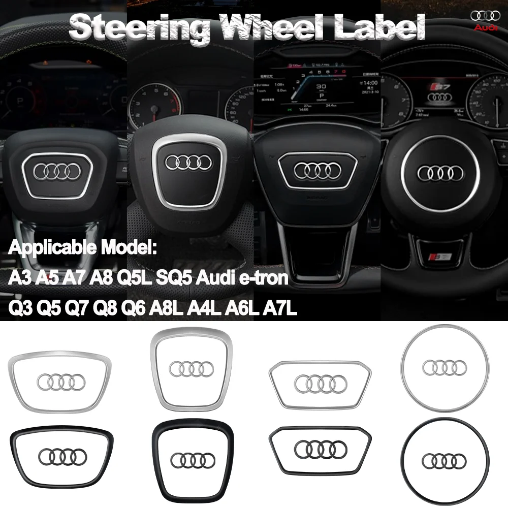 Auto Styling Lenkrad Mitte Logo umfasst Aufkleber Verkleidung Innenraum für audia3 a4l a5 a6l a7 q3 q5 q7 sq5 q5l q8 Autozubehör