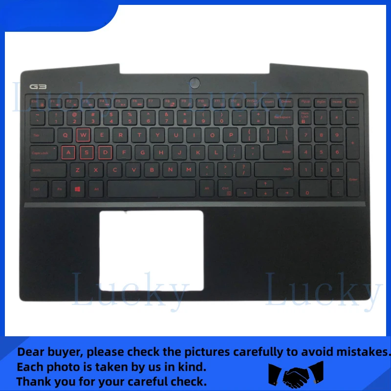 

f New for Dell G Series G3 15 3590 Upper Case Palmrest Cover Keyboard Red Backlight