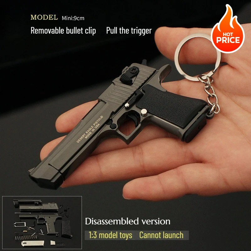 

New Mini Alloy Gun Pendant 1:3 Gun Model Metal Keychain Detachable Version Toy Family Ornaments for Men Military Fans Collection