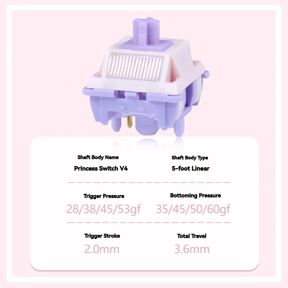 MMD Princess Switch V4 HIFI Linear Tactile Hot Swap Manual Lubrication Custom Mechanical Keyboard Accessories  Paragraph Switch