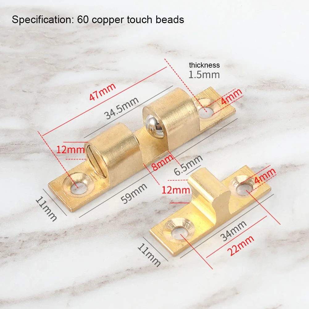 Hardware Door Touch Cabinet Cupboard Double Ball Brass Filing Switch Buckle For Furniture Cabinet Doors High Quality