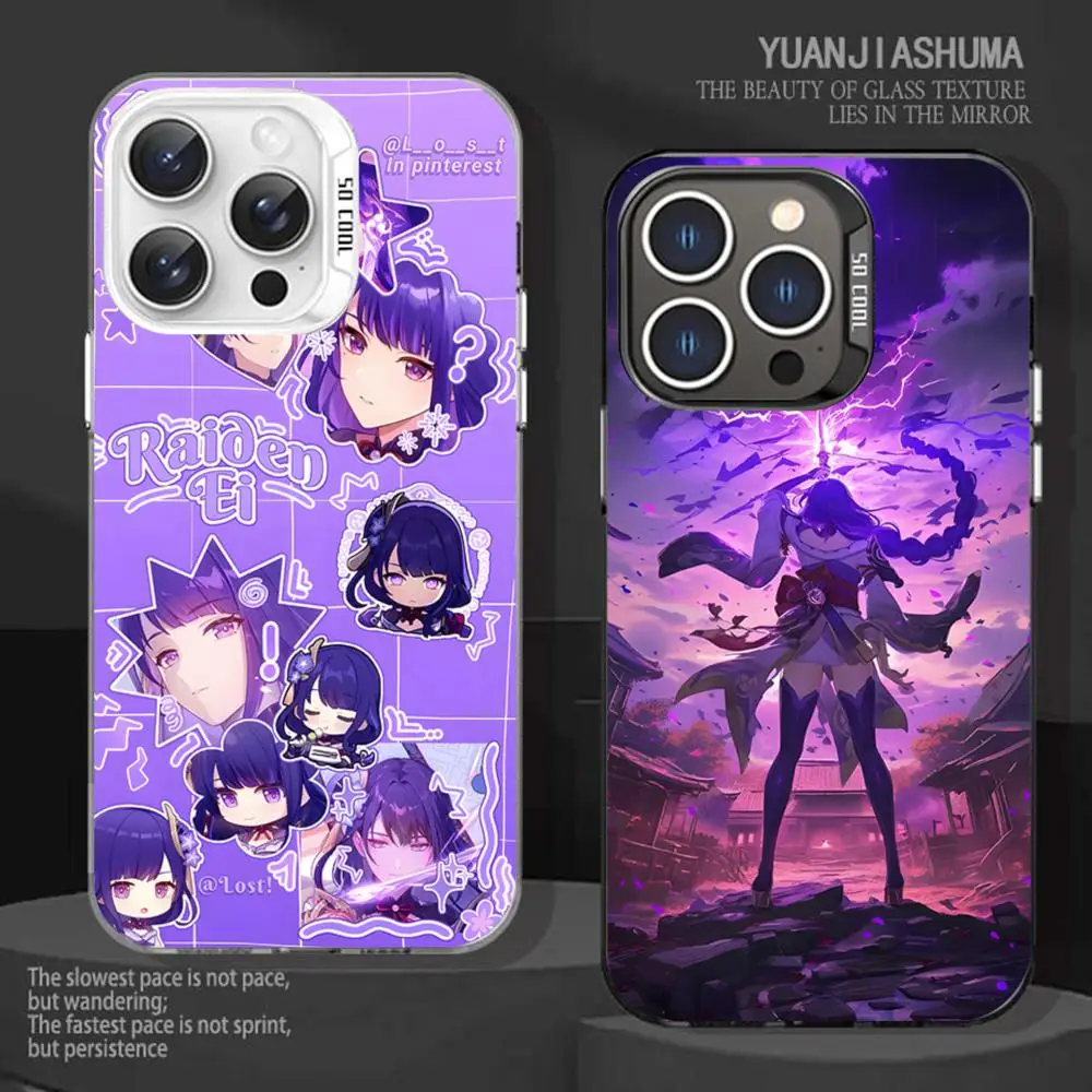 Чехол для телефона Genshin Impact Raiden Shogun, черный магнитный цветной серебряный чехол IMD для iPhone 16, 15, 14, 13, 12, 11 Pro Max Plus e Чехол для телефона Genshin Impact Raiden Shogun, черный магнитный цветной серебряный чехол IMD для iPhone 16, 15, 14, 13, 12, 11 Pro Max Plus e