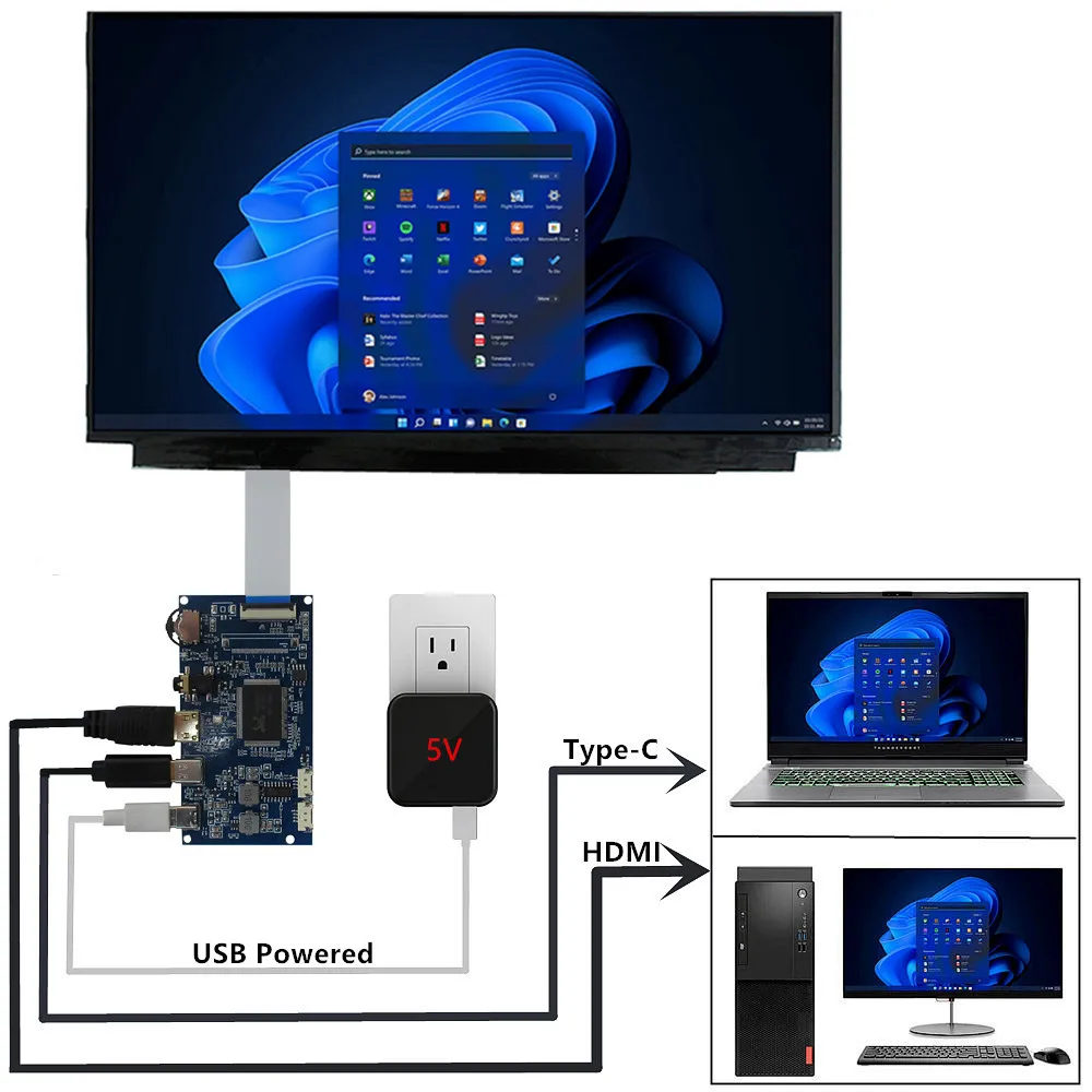 Imagem -06 - Universal Faça Você Mesmo Tela Lcd Compatível com Hdmi Driver Tpye-c Placa de Controle Monitor Assistido por Computador 116