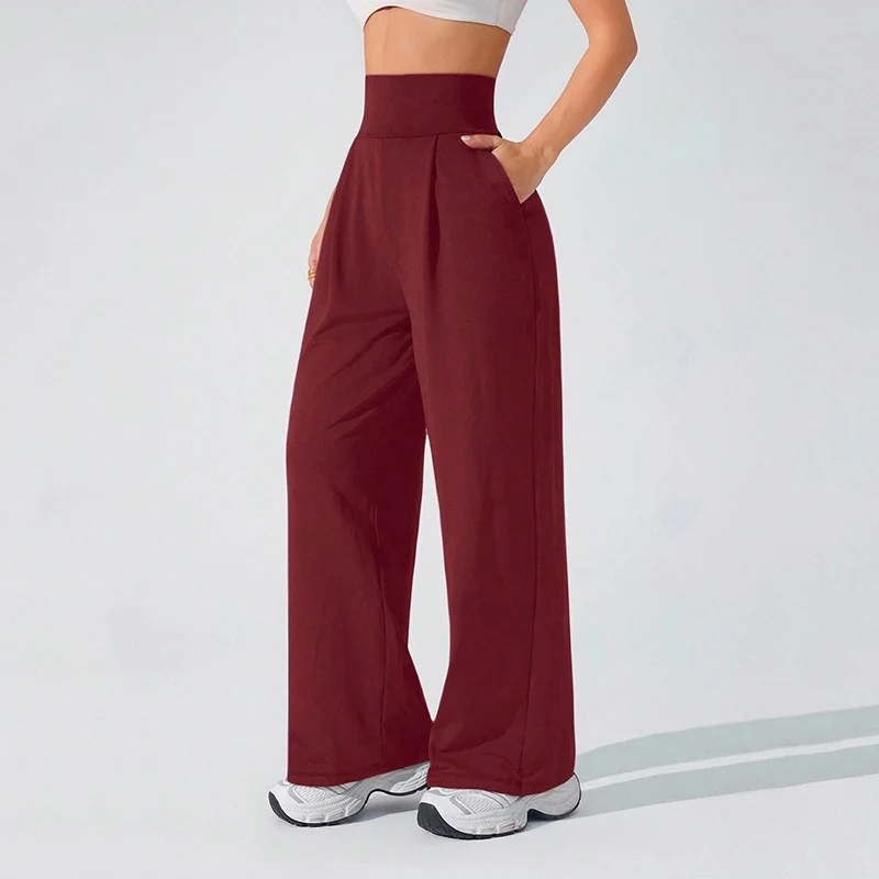 High-Waist Straight Leg Yoga-Hose für Damen – Frühling/Sommer Weite Beine Naked Feel Gym Leggings – Weiche Pilates Lauf- und Sporthose – Detail 10