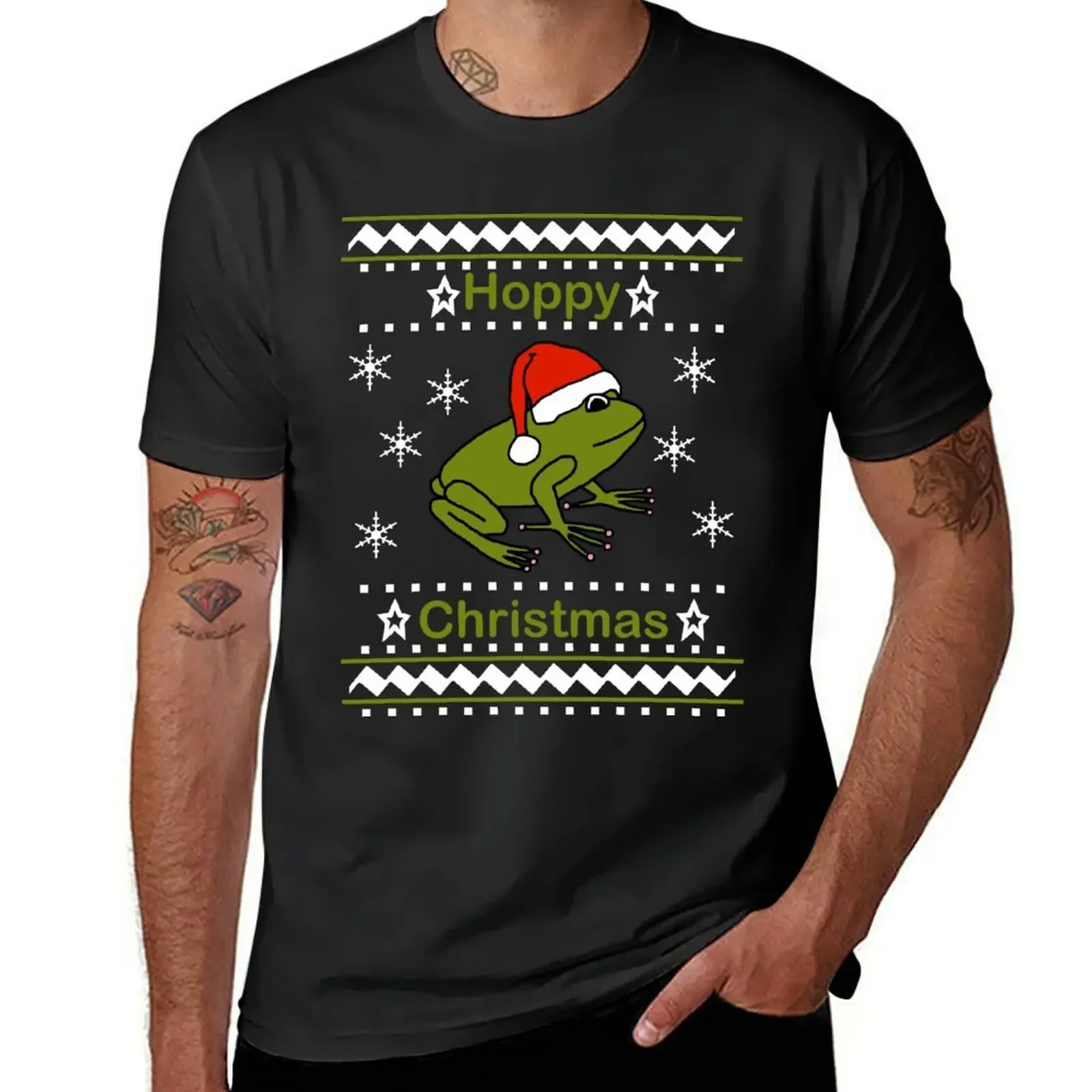 

Frog says Hoppy Christmas T-Shirt vintage clothes Short sleeve tee heavyweights clothing for men