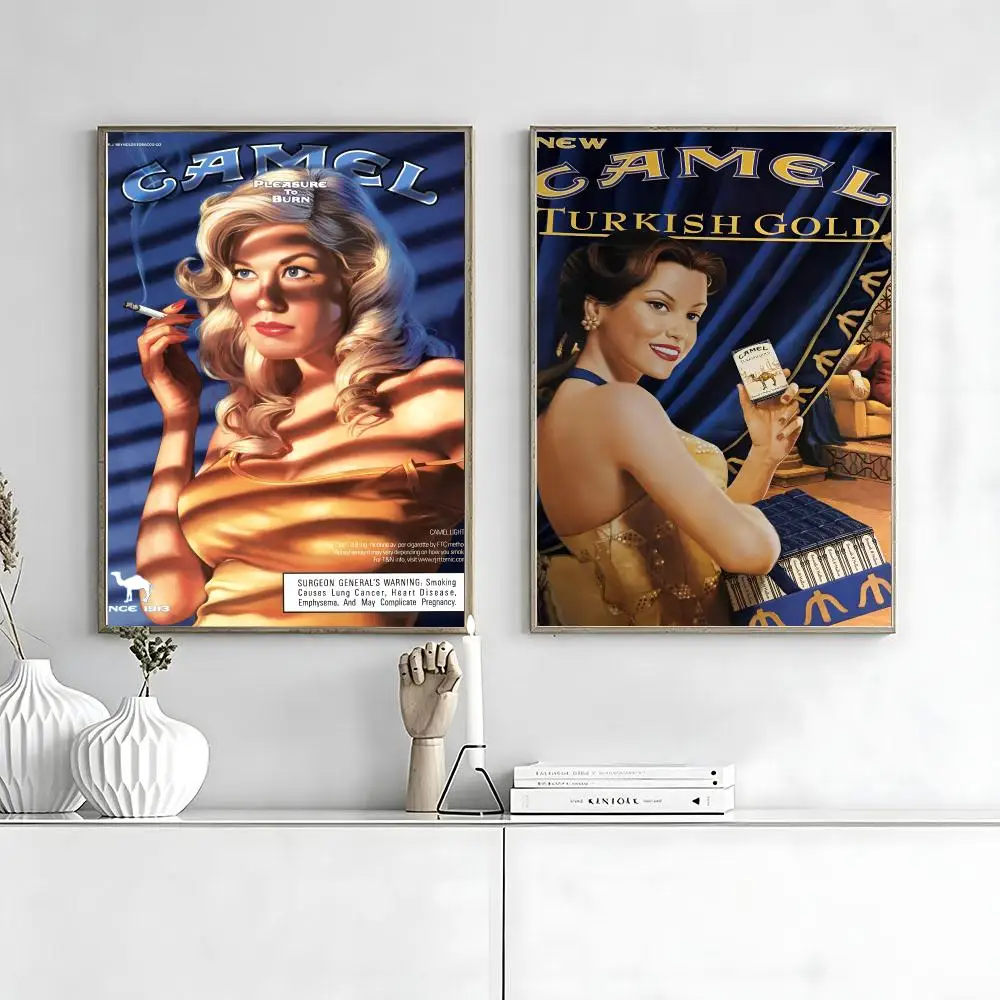 Vintage C-Camel Cigarettes-S Painting Calligraphy Movie Posters And Prints Canvas Wall Art For Living Room Home Decor