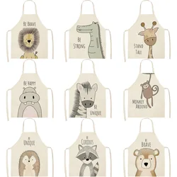 Kitchen Cooking Apron Animal Print Aprons For Lion Elk Bear Fox Women Sleeveless Biking Bibs Pinafores Children Apron Home Bib