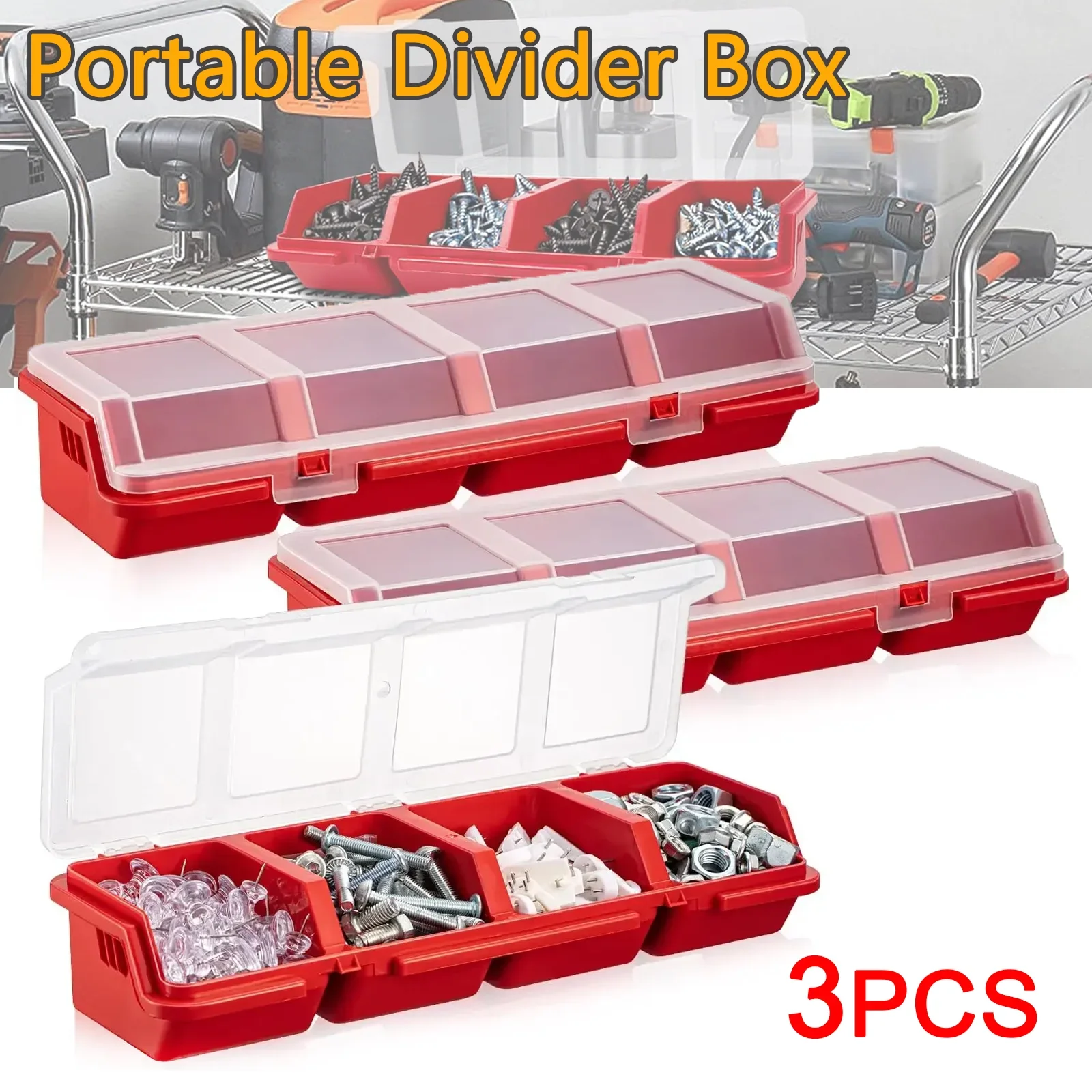 1Pc/3Pcs Tools Storage Box Screws Parts Compartment Organizer Box Pill Hardware Tool Container Bin for Garage Workshop Storage