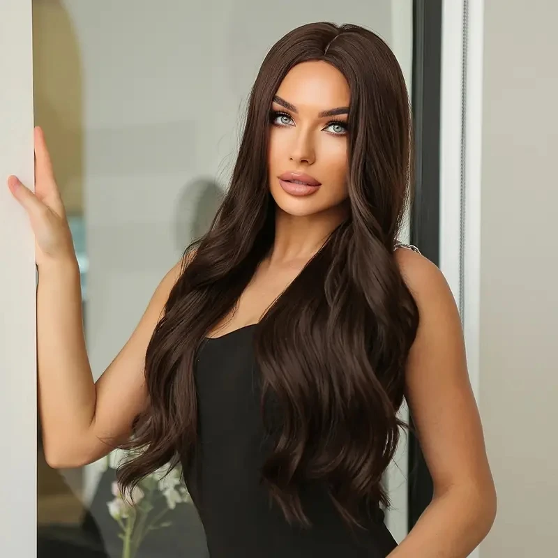 26 Inch Long Body Wave Synthetic Hair Wigs For Women Girls For Daily Party Cosplay Use Synthetic Rose Net Wigs