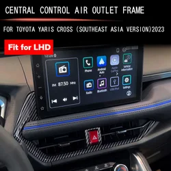 For Toyota Yaris Cross 2023 2024 ABS carbonfiber Front Dashboard Center Air Outlet middle Conditioner AC vent Panel Cover Trim