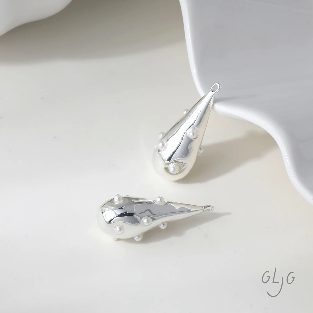 2 قطعة 14K مطلية بالذهب رائعة اللؤلؤ مطعمة قطرة الماء قلادة قلادة النتائج مجوهرات DIY بها بنفسك صنع لوازم اكسسوارات #6