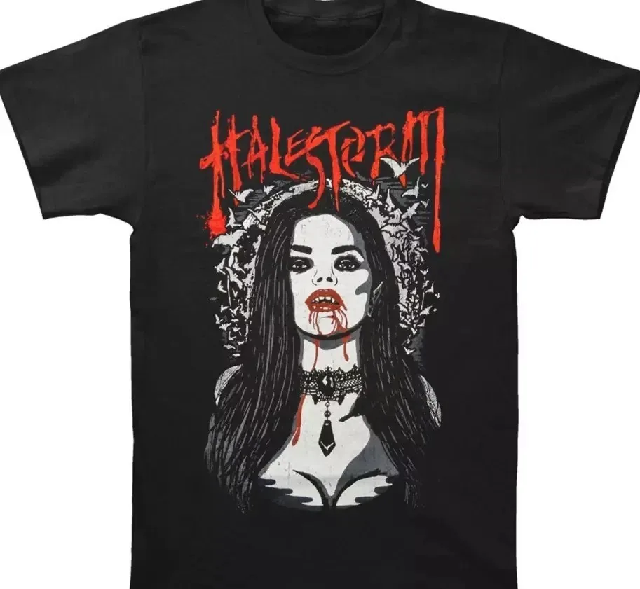 Halestorm Tour Band Girl Bleeding Black Cotton Shirt All Size S-5XL