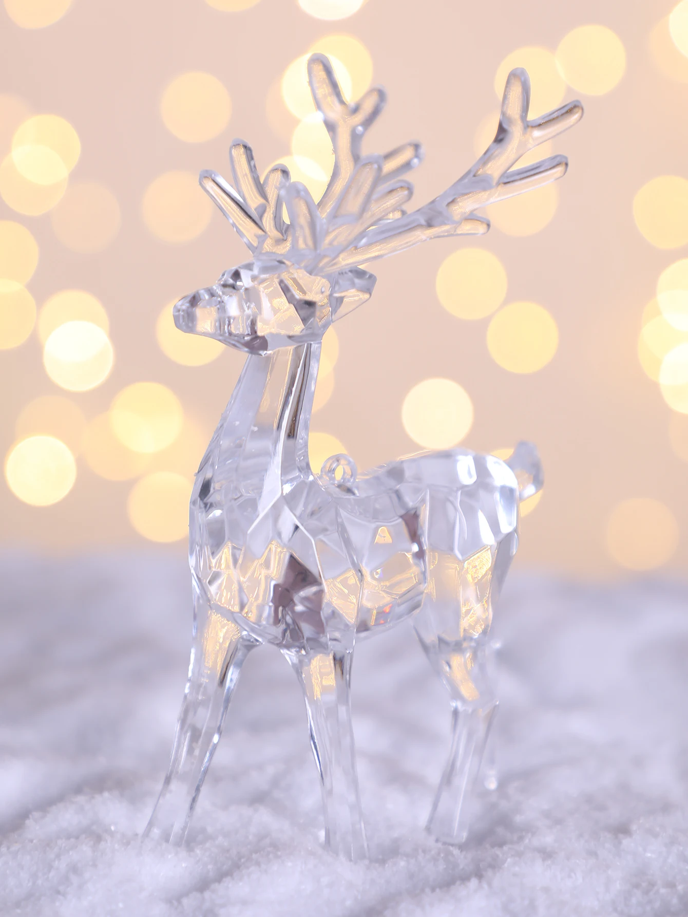 Cute Deer Ornament，Acrylic Figurines，Living Room Desk Decoration，Crystal Transparent Elk Reindeer Sculpture，Christmas Decor Gift