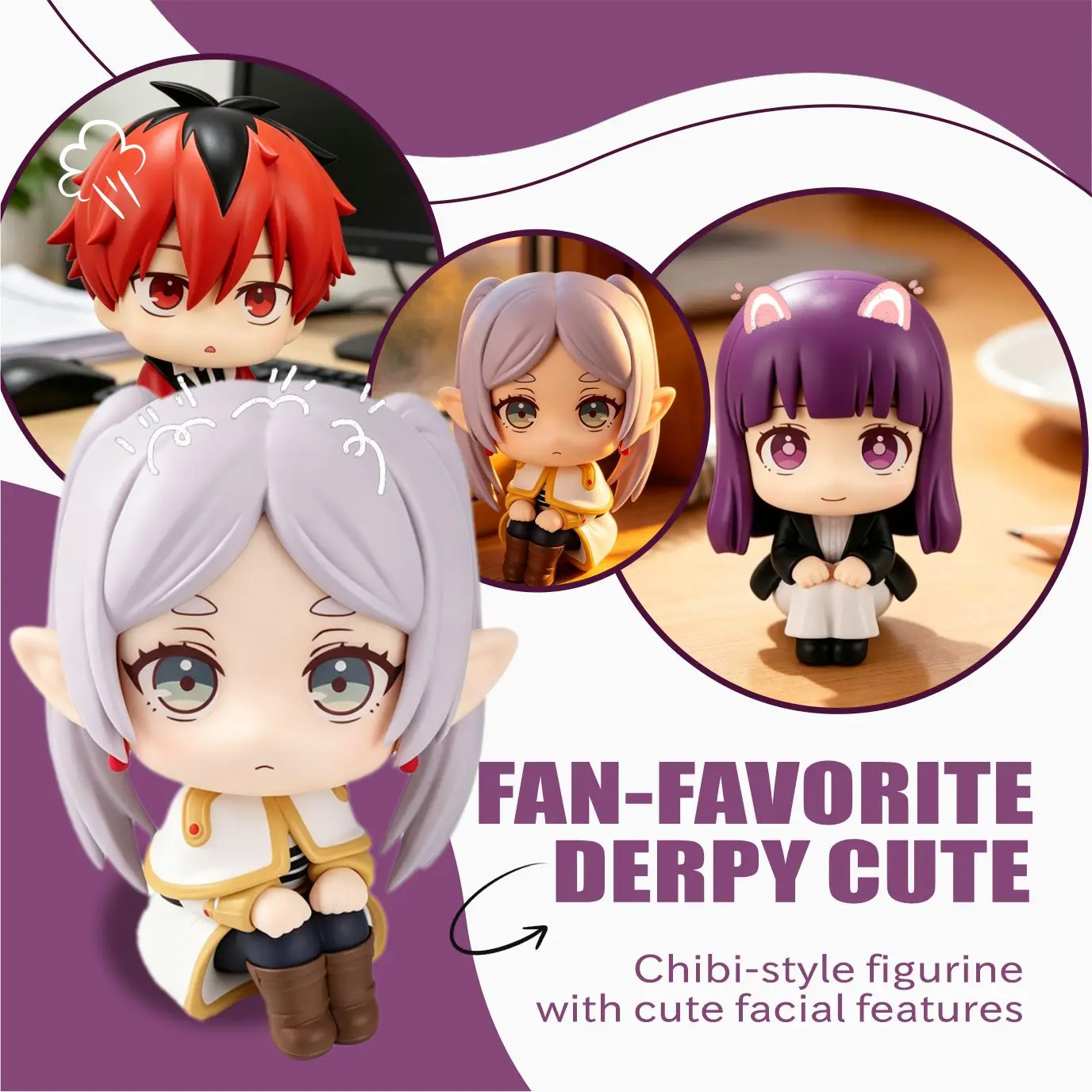 Neue Frieren Beyond Journey's End Anime-Figur, Niedliche Chibi PVC Sammlerstücke, Frieren/Fern/Himmel Puppen Perfekt