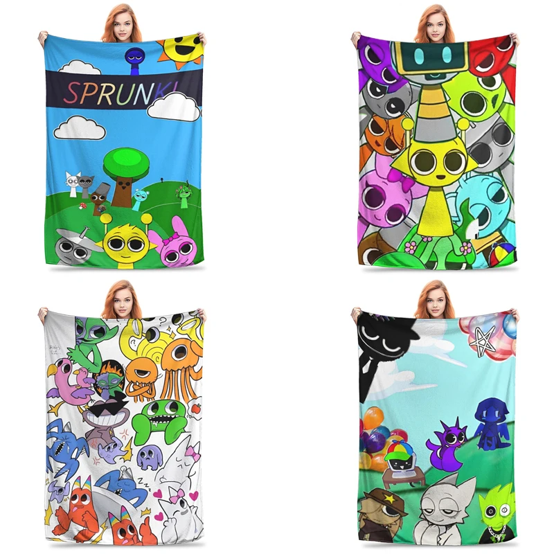 

Sprunki Incredibox Blanket Anime 130x150cm Thickened Warm Leisure Blanket Office Nap Blanket Cartoon Boy Girl School Quilt Gifts