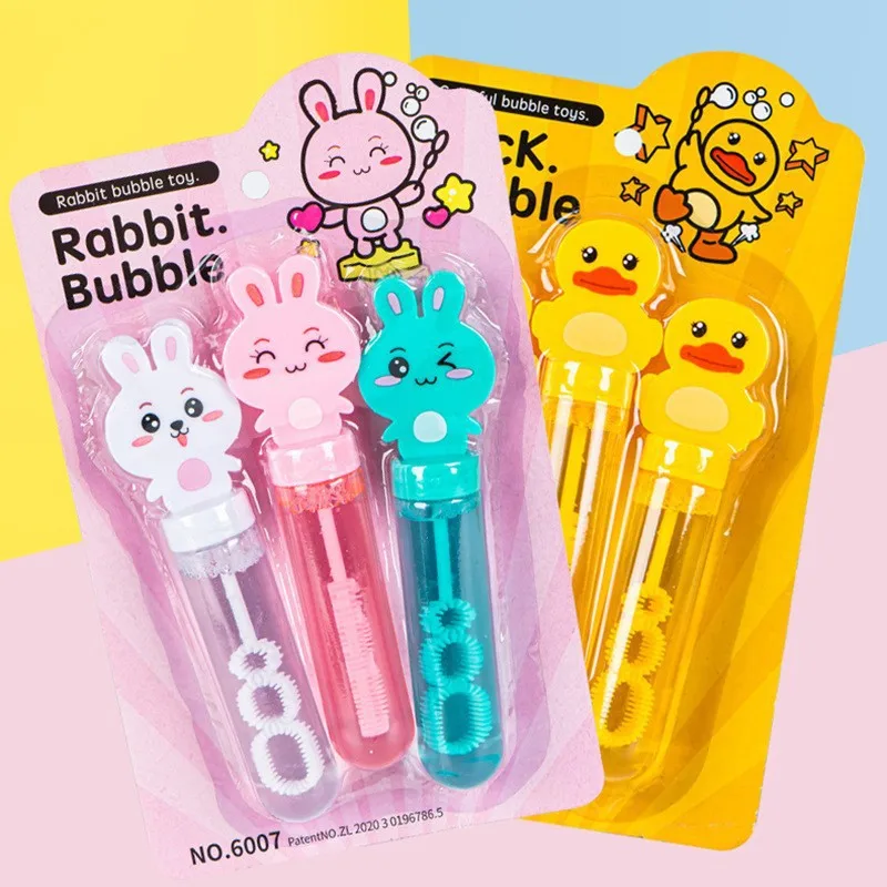 Mini baguettes à bulles de dessin animé, bouteille d'eau savonneuse, jouets de soufflage portables pour enfants, extérieur, mariage, fête d'anniversaire, 3 paquets