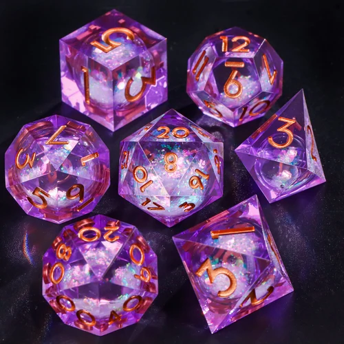 Imagen 2 del producto Juego de dados de núcleo líquido de resina, dados poliédricos de 7 piezas para juegos de rol DND, incluidos D20 D12 D10 D8 D6 D4, regalo coleccionable colorido