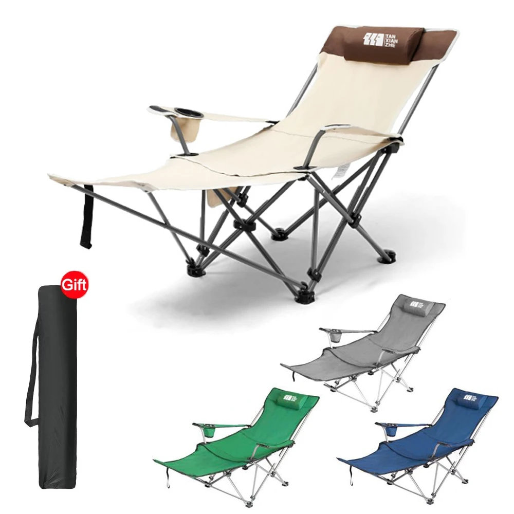 

Outdoor folding chair portable family camping folding lounge chair beach picnic fishing chair metal frame