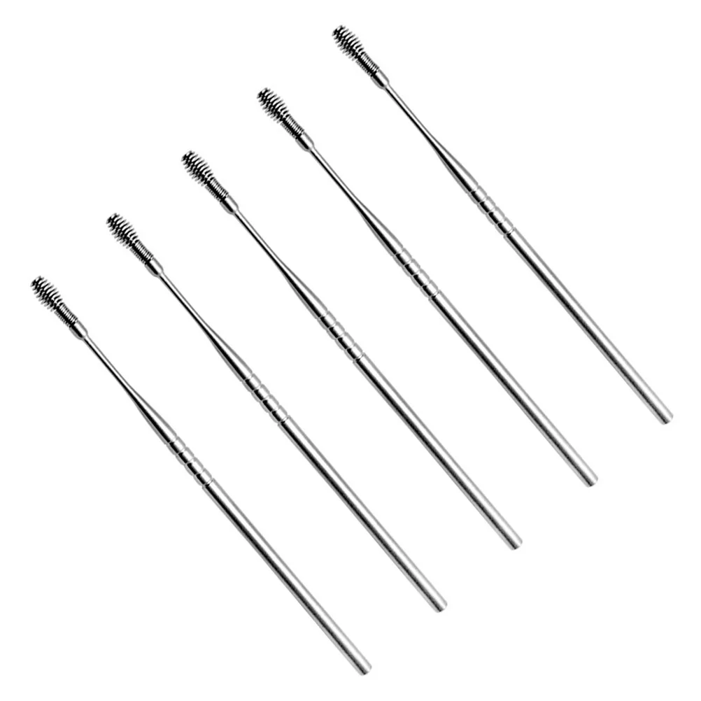 

5 шт., вращающаяся насадка для ушей из нержавеющей стали, противоскользящая конструкция, легко очищаемый инструмент для чистки ушей, эффективное удаление воска для взрослых