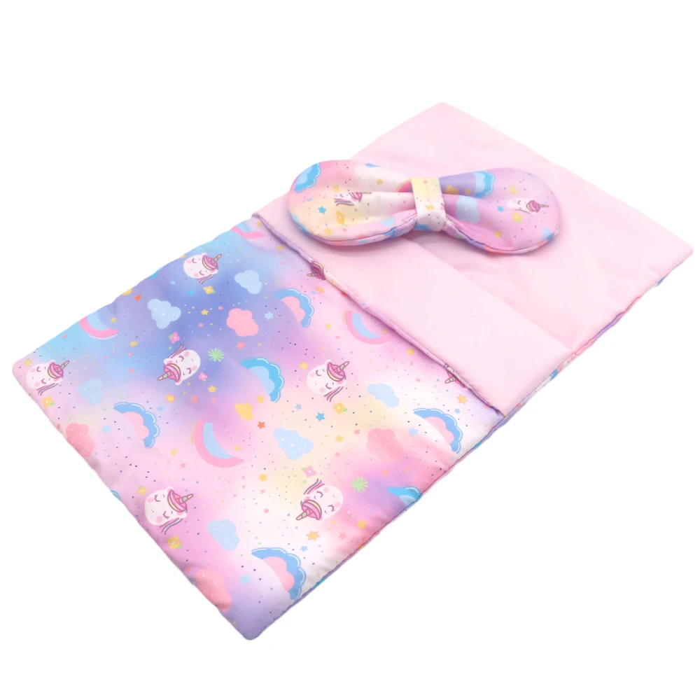 Neuer Puppenschlafsack mit Kissen, Puppenzubehör für 10–18 Zoll große Puppen, weiches Design für Puppen, Reisepuppen, zum Ausgehen, Tragetasche
