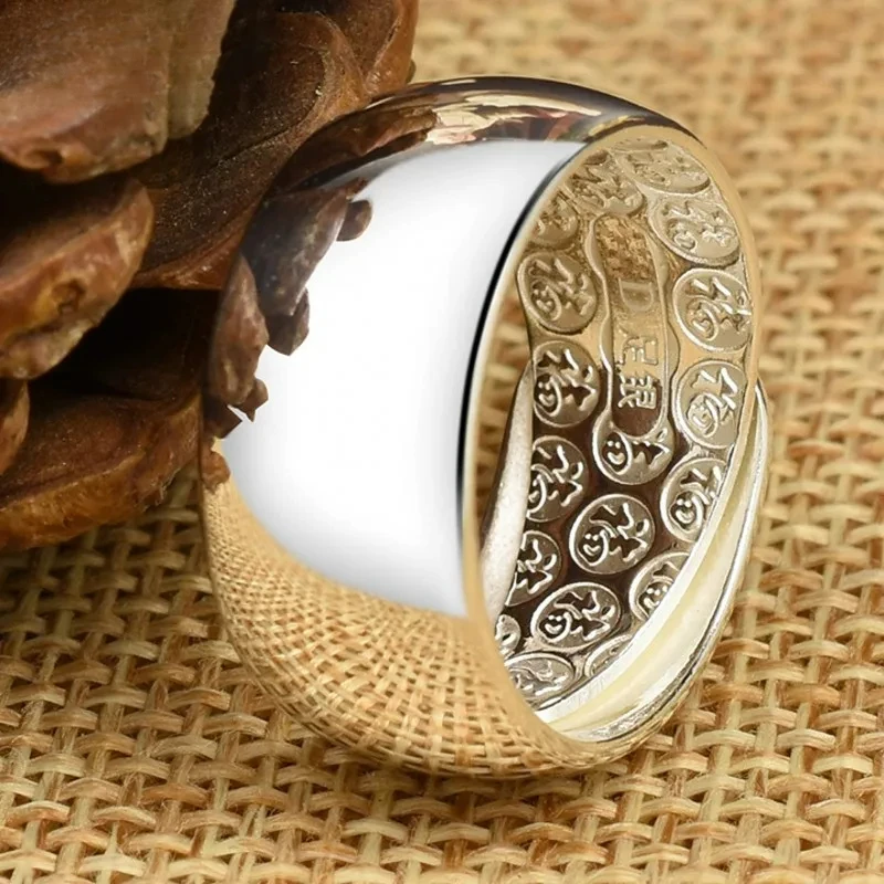 

Thumb rings Wang Chunyin ring 990 smooth index alive Men exaggerated large fat silver personality