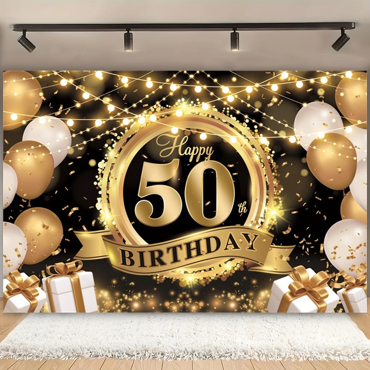 18th 30th 60th Happy Birthday Woman Decoration Background Adults Glitter Gold Balloon Photo Studio Custom Background Banner