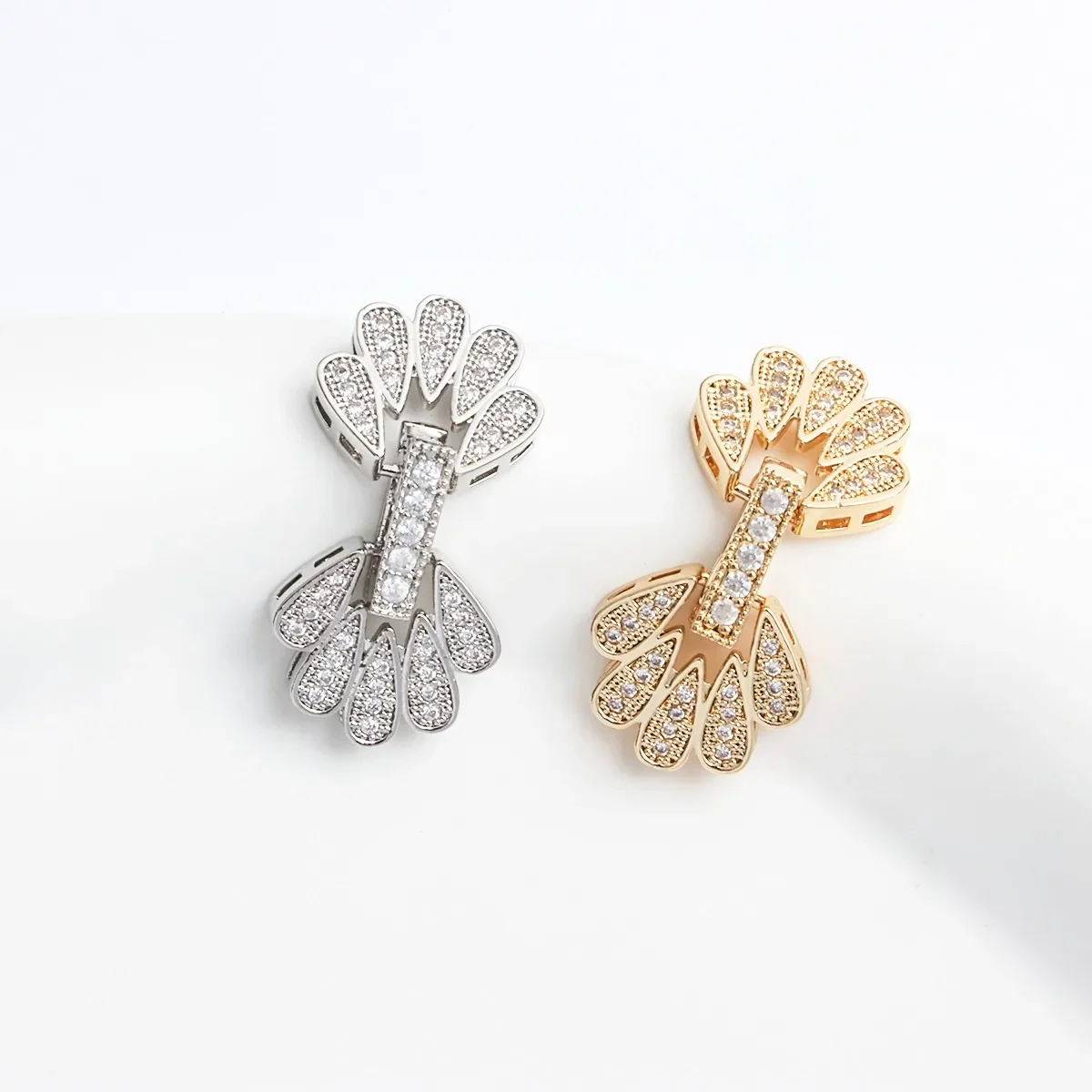18K Real Gold Plated Micro-inlaid Water Drop Petal Buckle, Necklace Bracelet Button Head End Buckle DIY Accessories