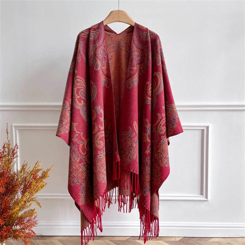 Luksusowa kaszmirowa pashmina na jesień, szal, chusta dla kobiet, ciepłe zimowe szale, koc, wzorzysty damski foulard, poncho, etola. ﻿