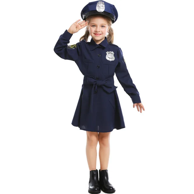 Halloween Junge Cop Uniform Mädchen Polizei Cosplay Outfit Purim Kinder Cop Polizist Polizist Kostüm Buch Woche Geschenk Party Kostüm