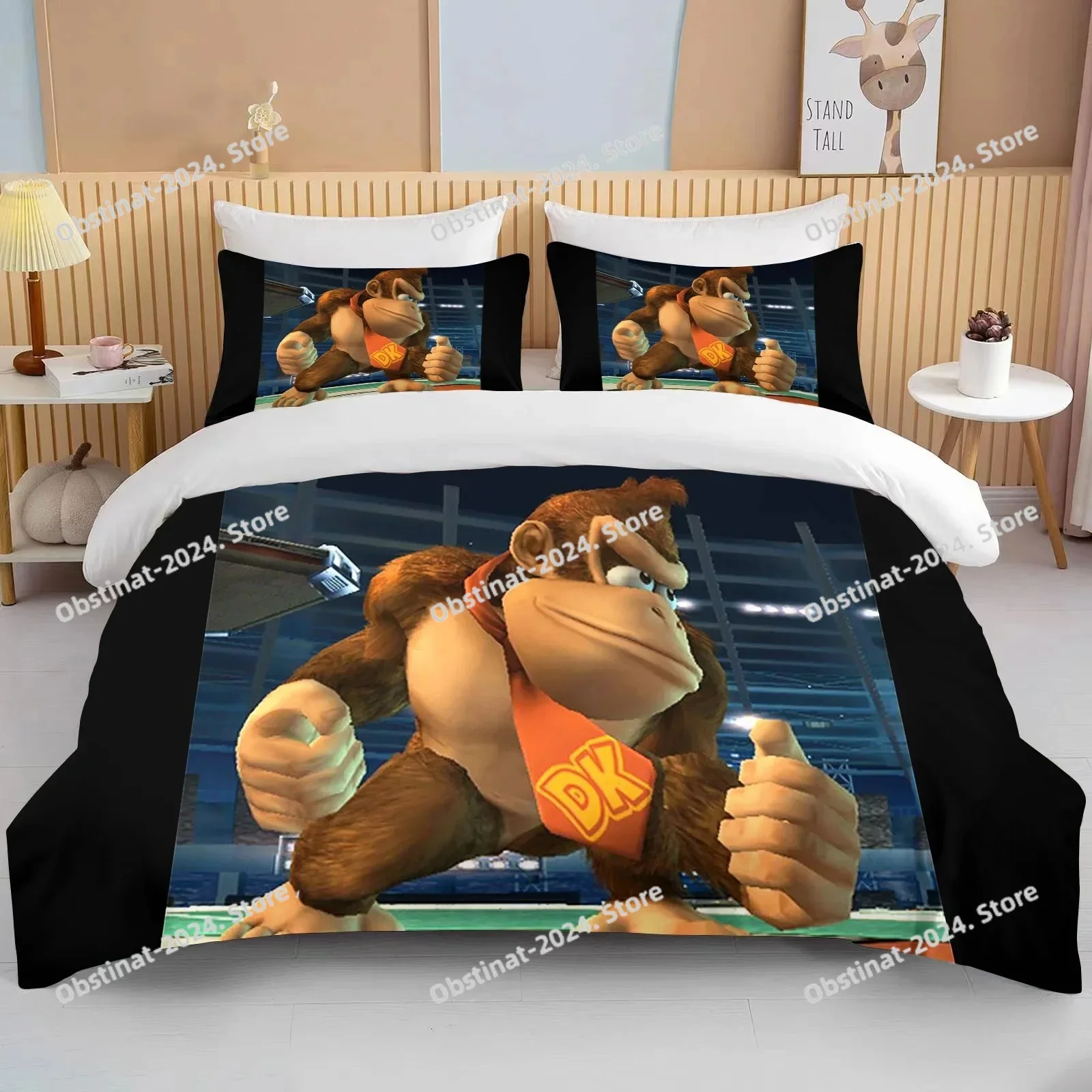 

Monkey Cartoon Donkey Kong Duvet Cover Set Printed Bed Set Double Twin Single Size Bed Linen children bed cover set