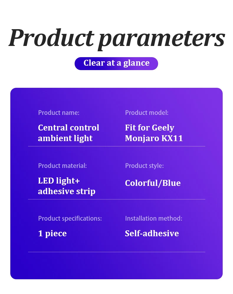 LINNUNU Ambiente-Lichtleiste für Geely Monjaro Xingyue L, 7 Farben, Atmosphäre, Zentralsteuerung, Sattellicht, Innenraum, Auto-Dekoration – Detail 11