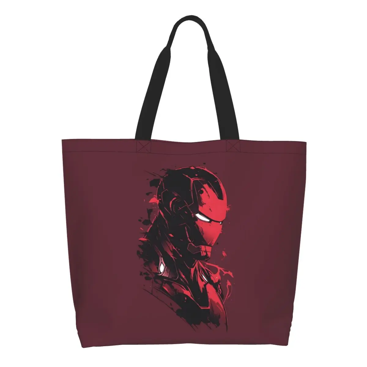 

Custom Iron Man Grocery Shopping Bag Printing Canvas Shopper Shoulder Tote Bags Big Capacity Portable Superhero Handbag