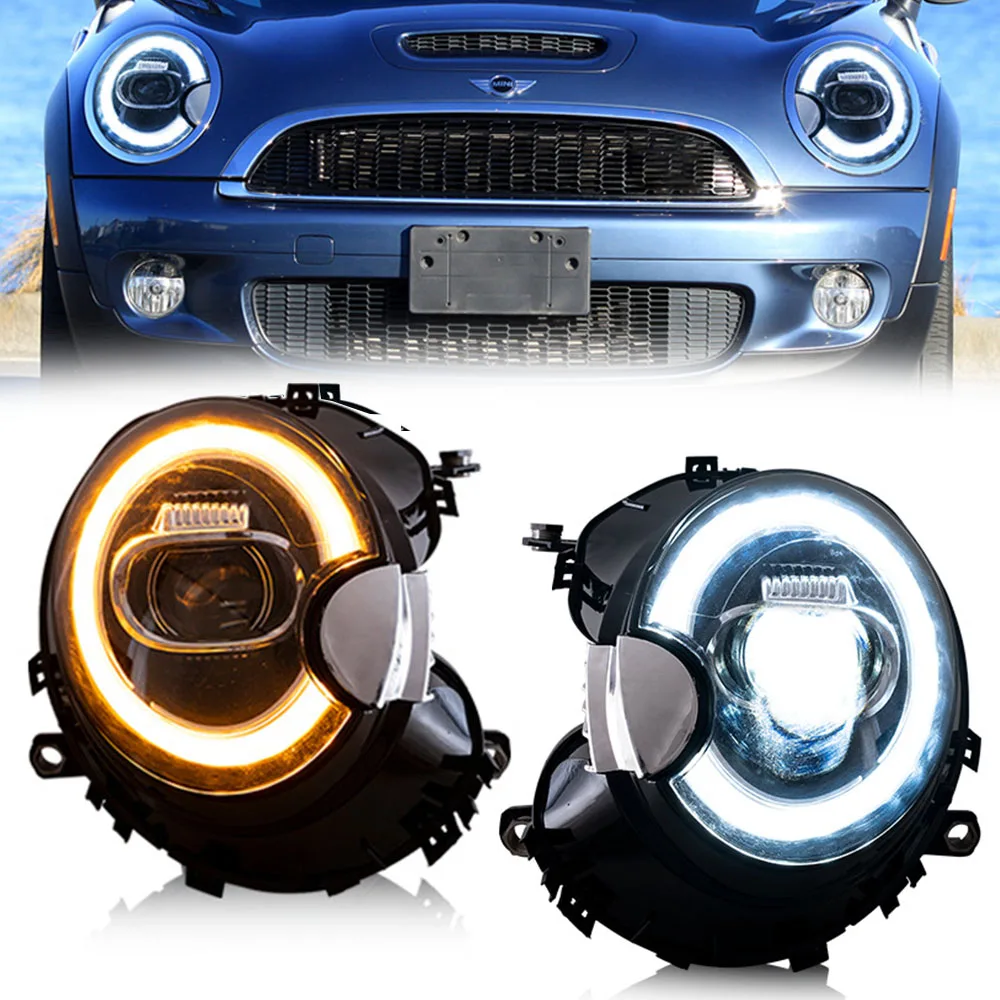 Headlight Assembly For BMW MINI 2007-2013 Mini R55 R56 R57 R58 R59 Retrofit LED Headlight Daytime Running Light Projector Beam.