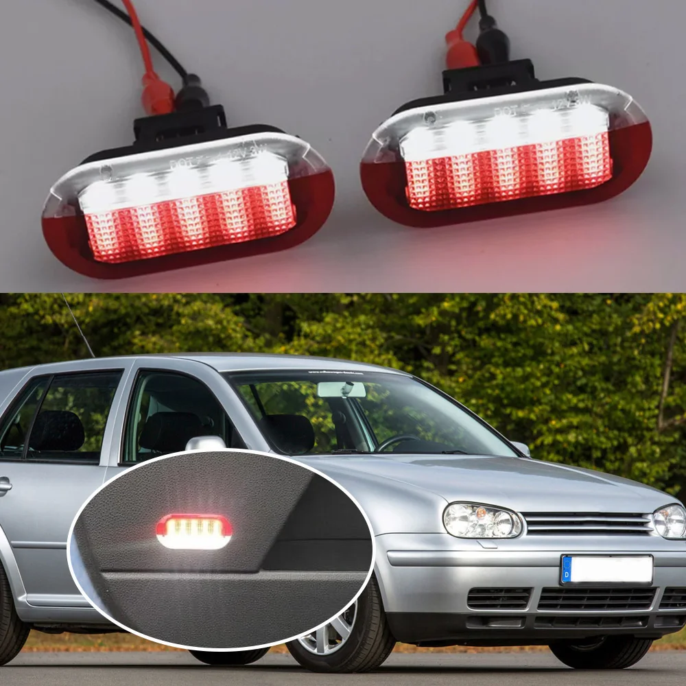 2pcs Car Led Door Courtesy Lights Under Warning Lamp 1J0947413  1J0947411B 1j0949105a 1J0947411E For VW Golf 4 Polo Mk4 Bora 6R