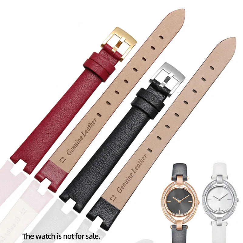 Correa de reloj de piel para mujer con accesorios para Swarovski Demon Eye 5376812 5376842 5376830   Correa cóncava de piel de vacuno 12 mm suave