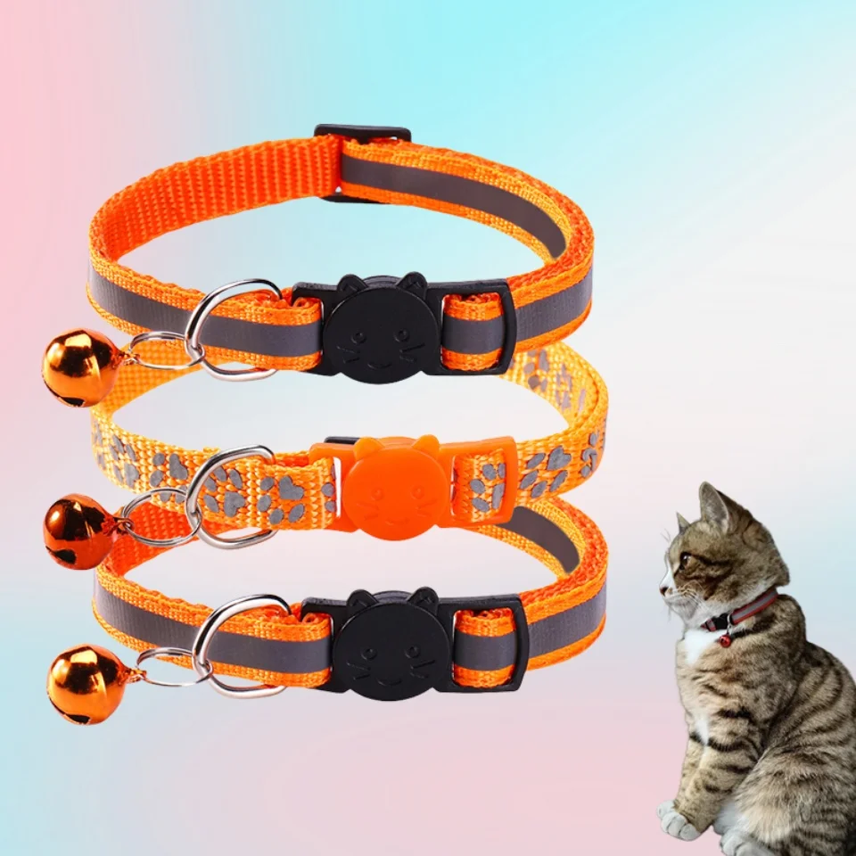 3er-Pack Reflektierende Sicherheits-Halsbänder für Kätzchen & Welpen, Leuchtende Hunde- und Katzenhalsbänder mit Kleiner Glocke, Verstellbare Schnallen-Halskette – Detail 7