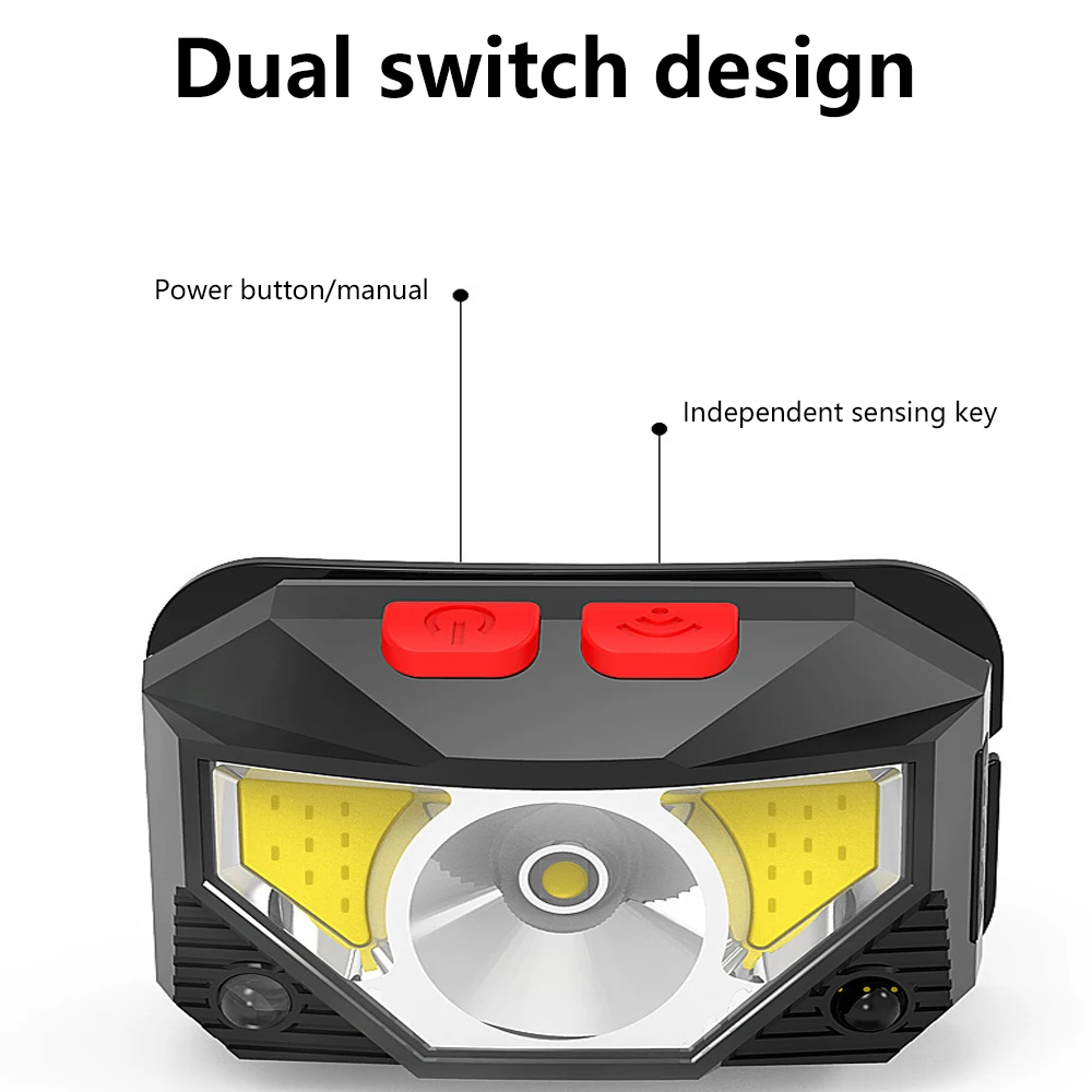 8 Modes Motion Sensor XPE+COB LED Headlamp Flashlight USB Rechargeable Waterproof Camping Head lamp Running Fishing headlight