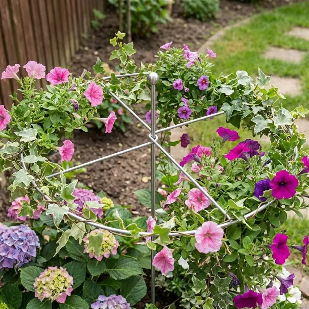 Sturdy Iron Art Metal Plant Support Ring Rust-Proof Anti Lodging Heavy Duty Plant Cage Weather-Resistant Smooth