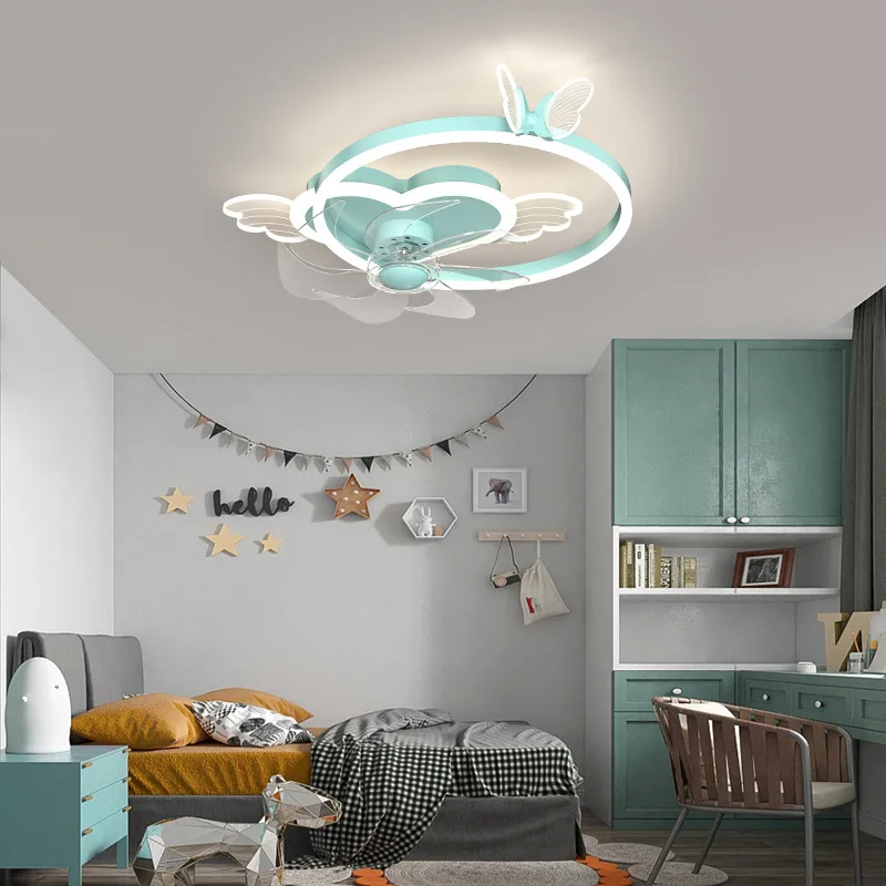 Ventilatori da soffitto per bambini con luci per camera da letto Ventilatore silenzioso Lampada da soffitto con telecomando Lampada da soffitto moderna a 6 velocità Dimmerabile a LED