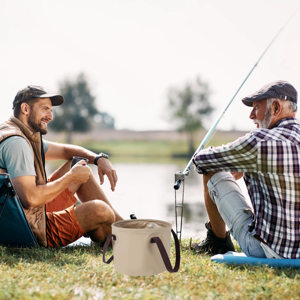 Collapsible Bucket Camping Water Container 5.28 Gallon Folding Water Bucket Portable Leakproof Folding Foot Bath Tub