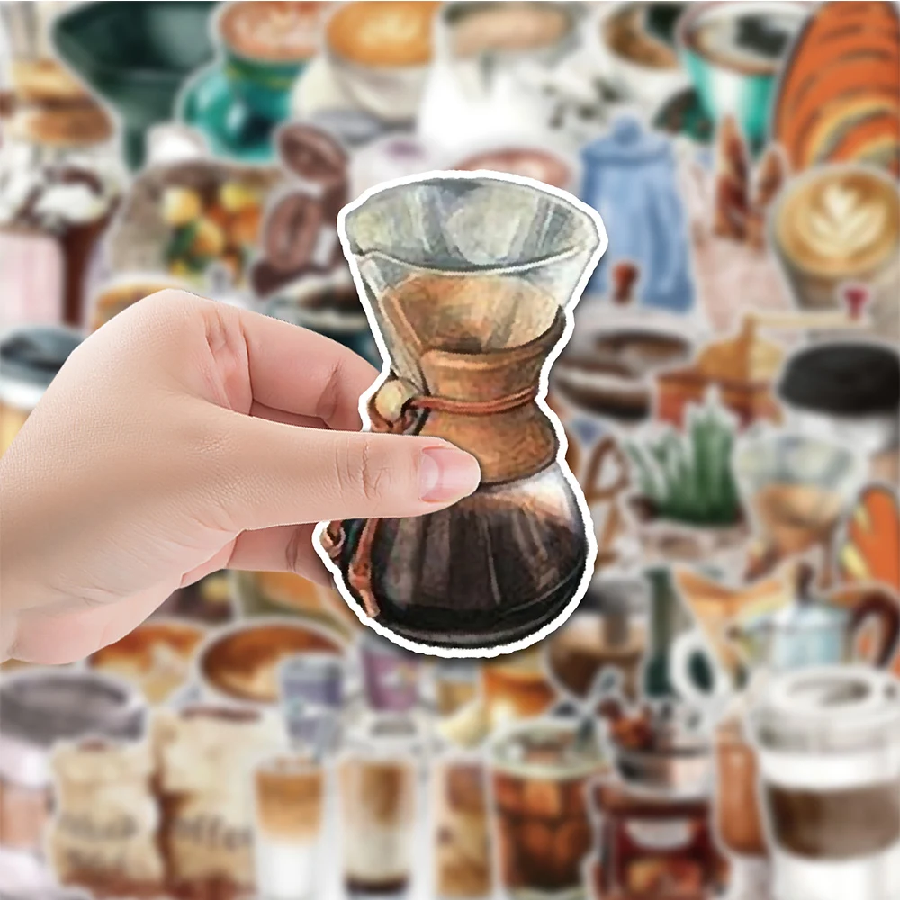 

10/30/50pcs Aesthetics Coffee Cup Stickers Vintage Cartoon Sticker for Scrapbooking Guitar Luggage Laptop Graffiti Decal Toys