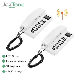 Jeatone 2PCS/Lot 433MHz Wireless Audio Intercom Two Way Telephone Expandable Handsets Interphone for Office Hotel Hospital Home