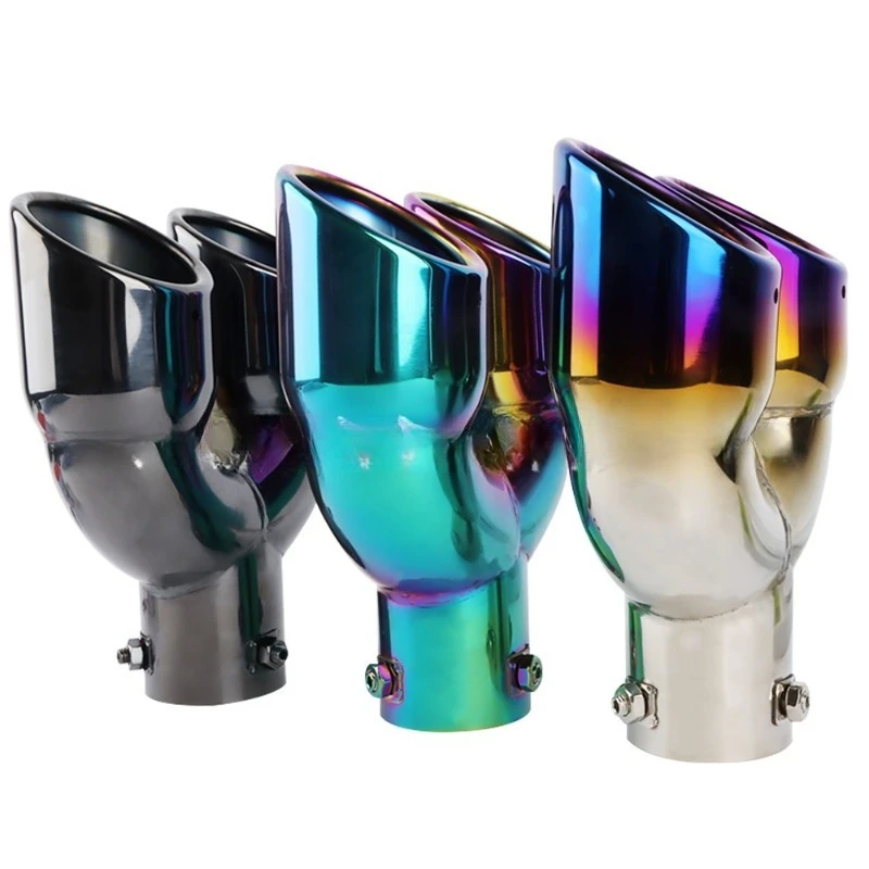 

Universal Car 63mm Exhaust Tip Inlet Stainless Steel Double Outlet Car Muffler Tail Tip Exhaust Tailpipe Tip Bolt-on New