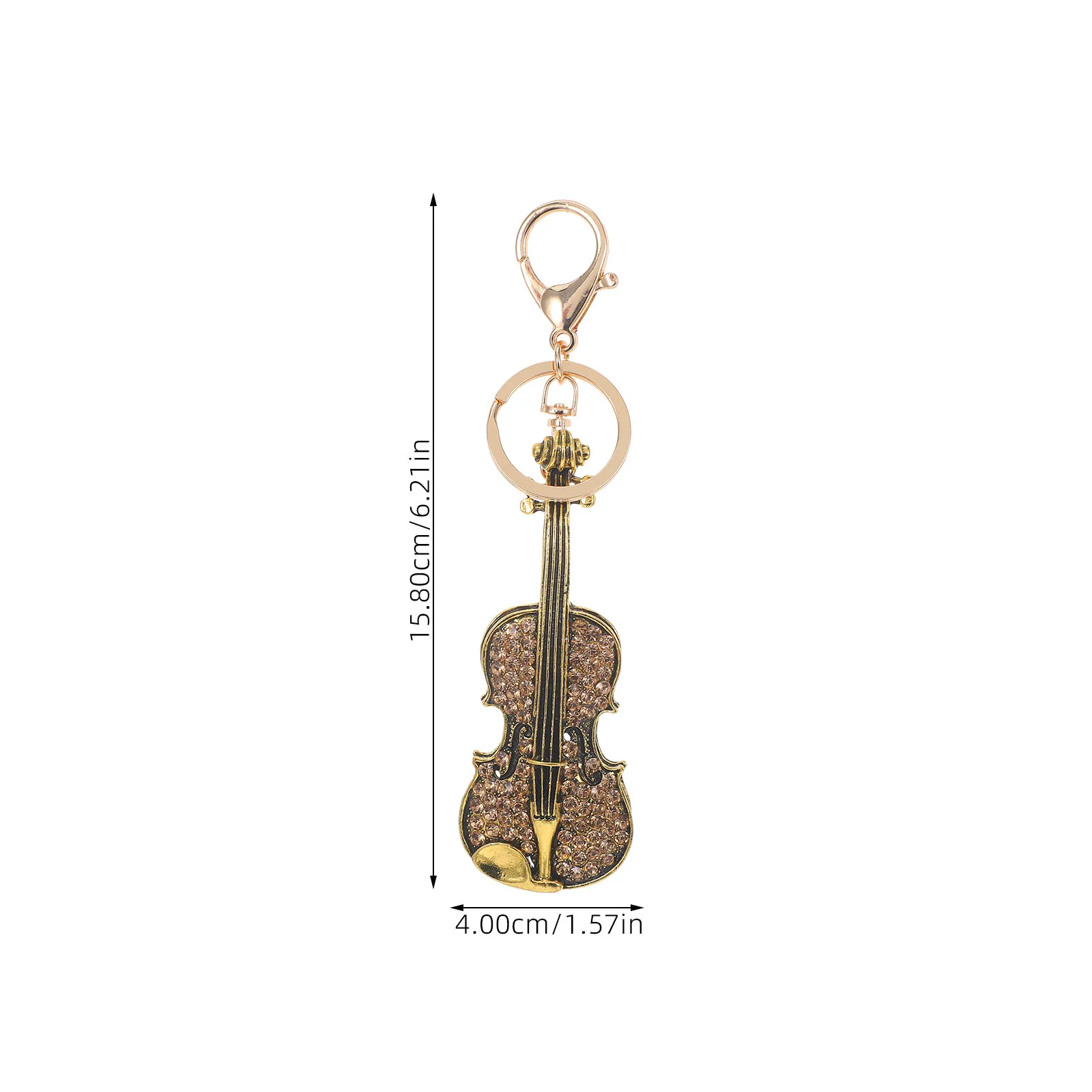 Violin Keychain Shape Pendant Tag Chains Ladies Charm Glitter Creative Ring Musical Instrument