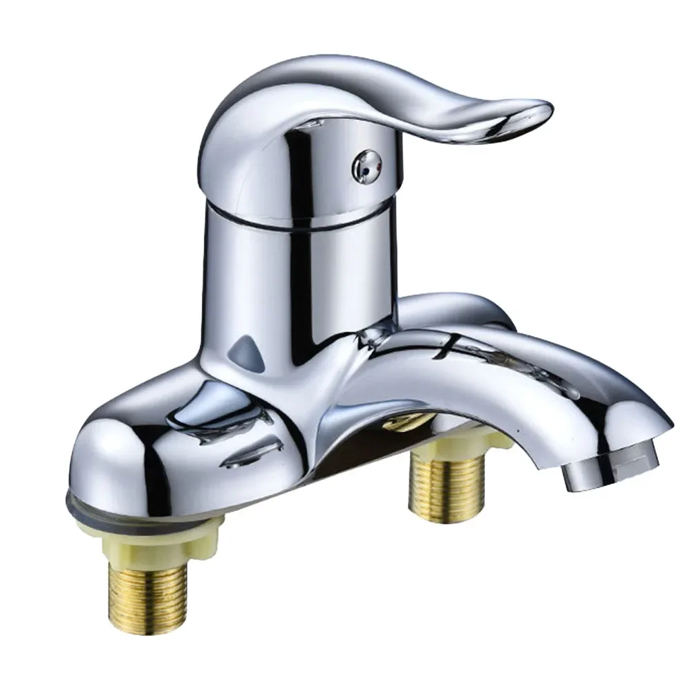 

Bathroom Faucet Double-Hole Basin Hot Cold Water Faucet For Kitchen And Bathroom Steel Basin Mixing Valve Switch Faucet