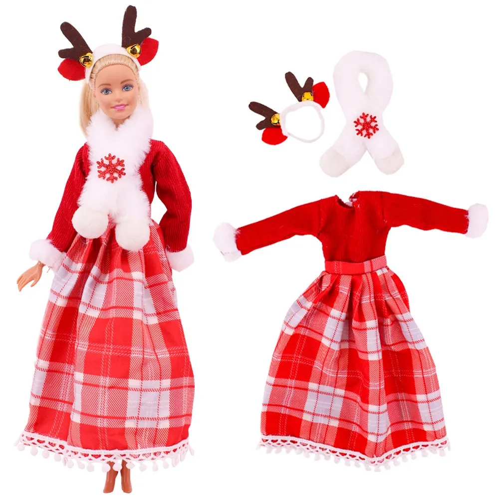 Barbies roupas boneca vestido de natal acessórios, árvore de brinquedo, conjunto de papai noel para 11.8 polegadas, 30cm ken roupas, presente de